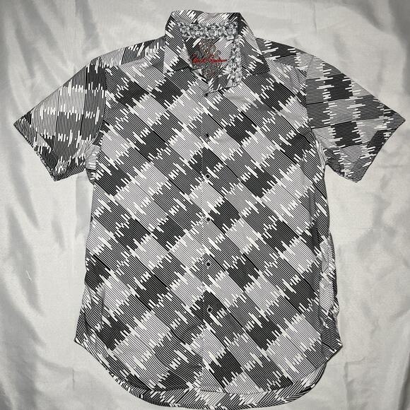Robert Graham Siloam Spring Shirt Mens Size M Black White Stipe Classic Fit - Picture 1 of 7
